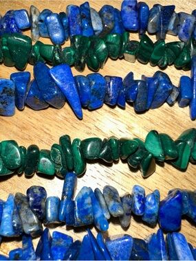 Blue and Green Gemstone Chip Necklaces